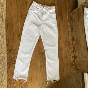 Agolde White Frayed Hem Jeans